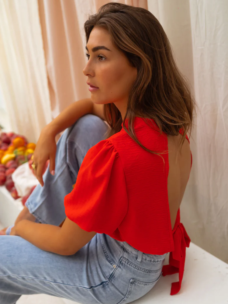 LORENA™ | Cropped Denim Blouse