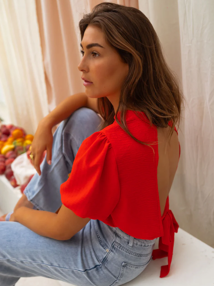 LORENA™ | Cropped Denim Blouse