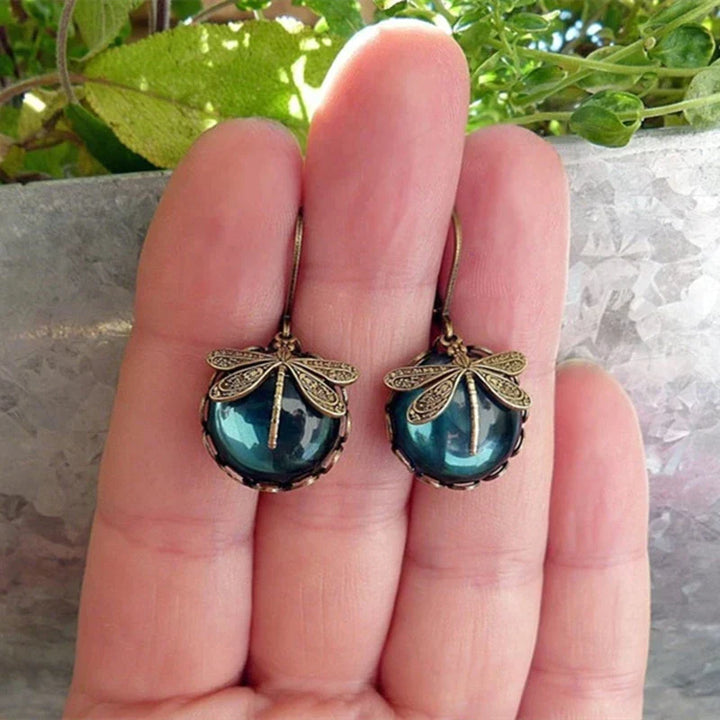 Antique Gold Blue Crystal Earrings