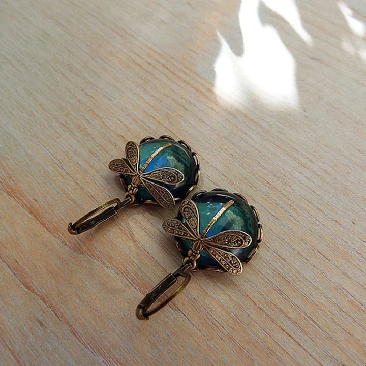 Antique Gold Blue Crystal Earrings