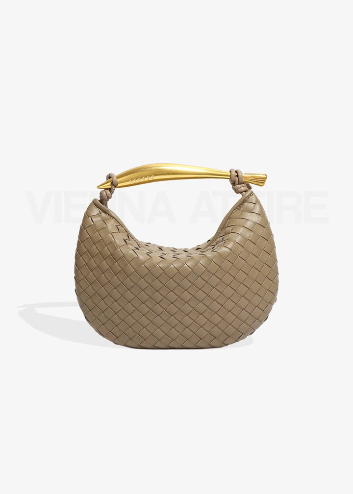 Alexandra – Woven Design Bag with Gold Handle