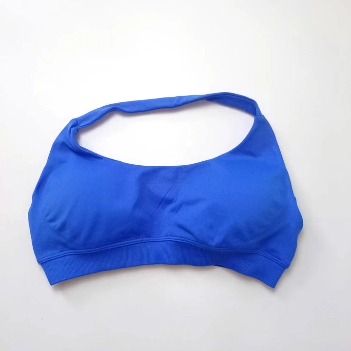Women's High Support Seamless Halter Sports Bra with Open Back - Push-Up Activewear Gym Tank Top for Fitness and Yoga Workouts
