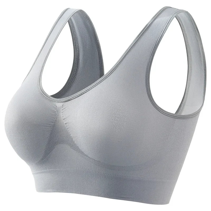 Women's S-5XL Seamless Push-Up Sports Bra - Wire-Free Crop Top, Solid Color, Breathable Lingerie Without Padding