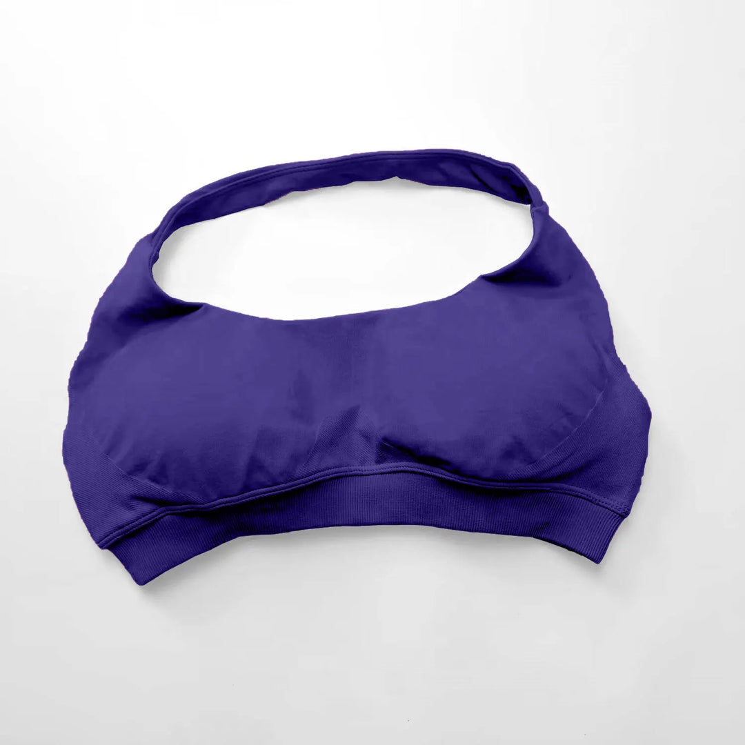 Women's High Support Seamless Halter Sports Bra with Open Back - Push-Up Activewear Gym Tank Top for Fitness and Yoga Workouts