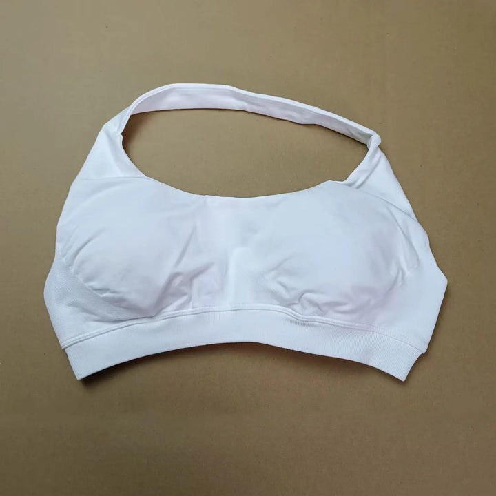 Women's High Support Seamless Halter Sports Bra with Open Back - Push-Up Activewear Gym Tank Top for Fitness and Yoga Workouts