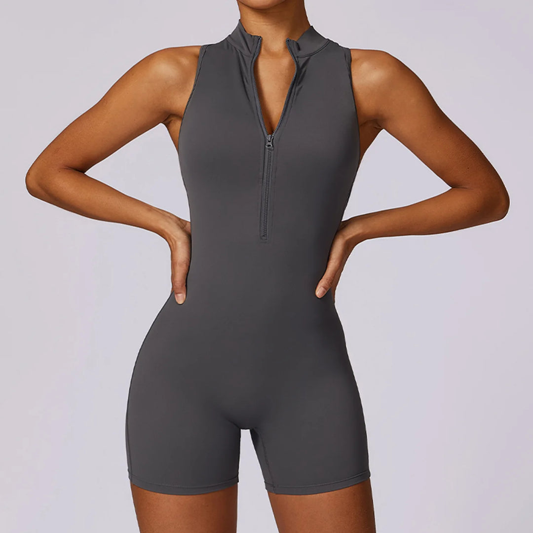 Women's Short Jumpsuit - Open Back Scrunch Booty Yoga Set for Fitness and Workouts