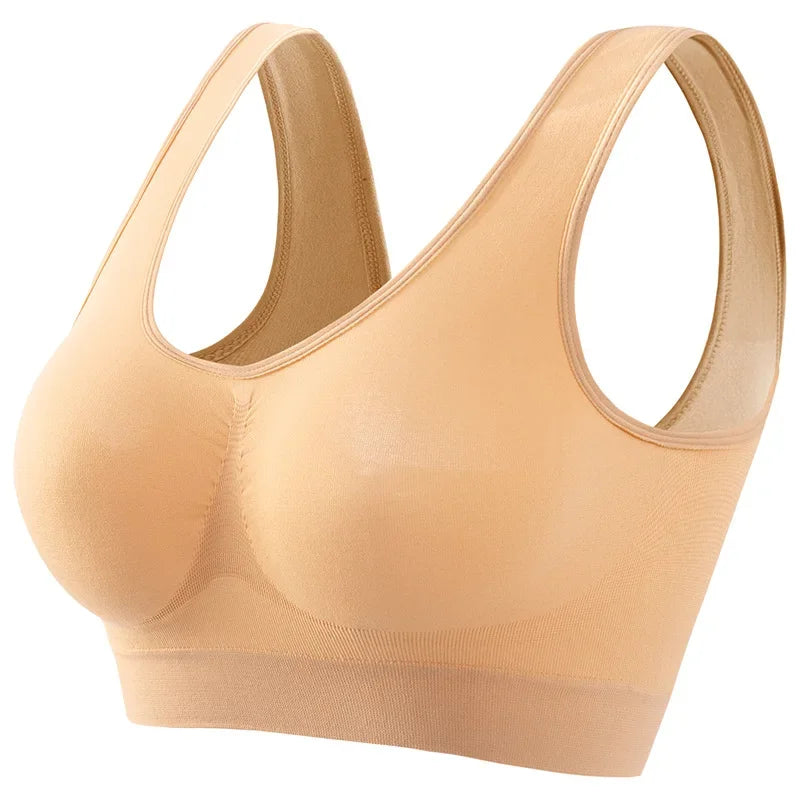 Women's S-5XL Seamless Push-Up Sports Bra - Wire-Free Crop Top, Solid Color, Breathable Lingerie Without Padding