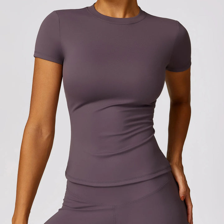Women's Summer Running T-Shirt - Short Sleeve, Round Neck, Breathable, Stretchy Active Top for Gym and Yoga