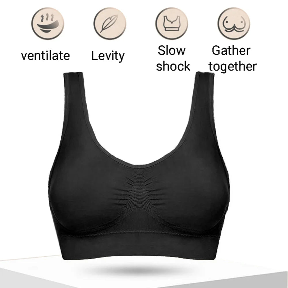 Women's Black Vertical Stripe Seamless Sports Bra - Breathable Crop Top for Fitness and Yoga