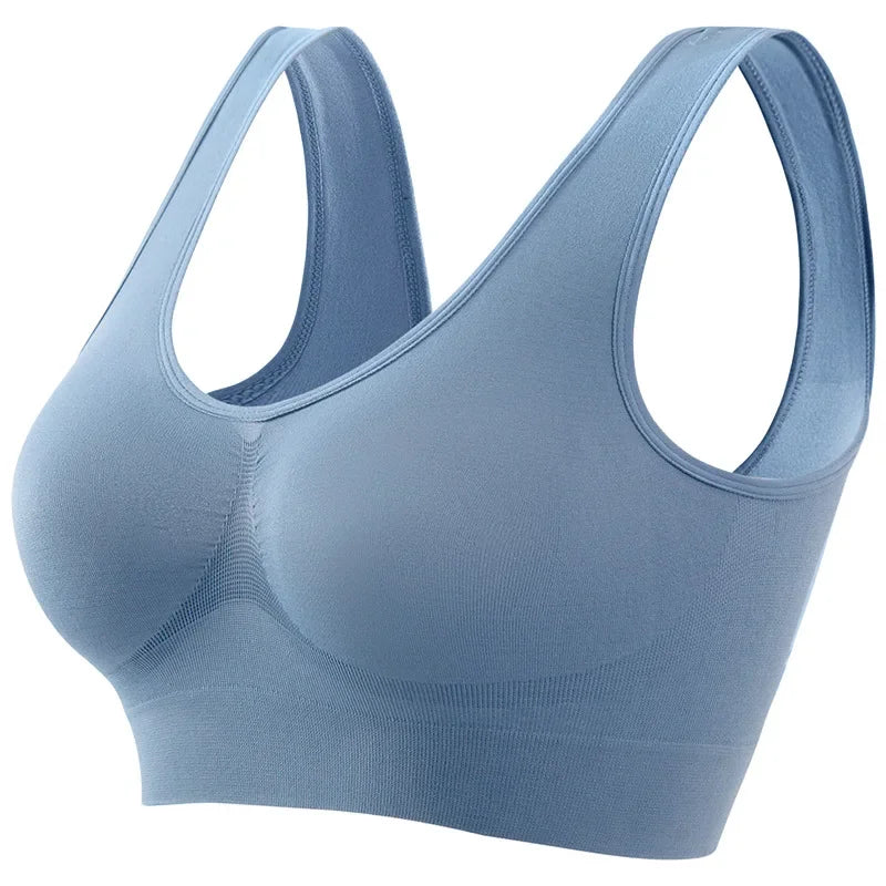 Women's S-5XL Seamless Push-Up Sports Bra - Wire-Free Crop Top, Solid Color, Breathable Lingerie Without Padding