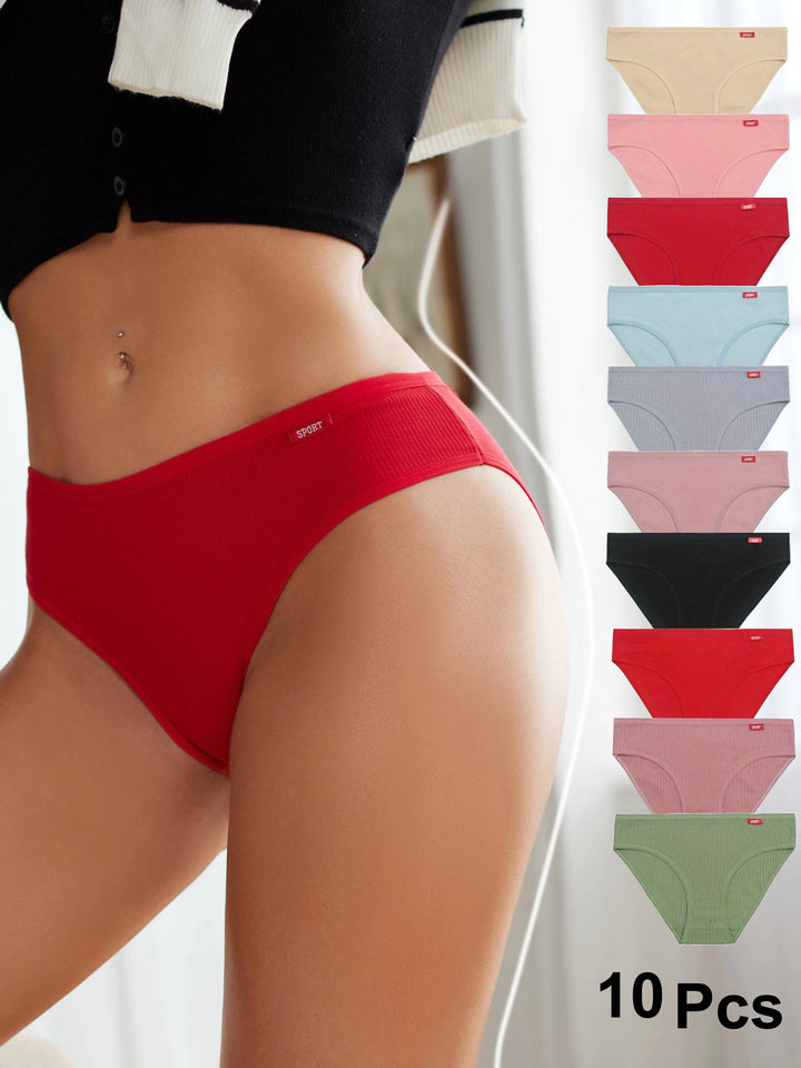 10-Pack Women's Cotton Soft Breathable Low-Waist Bikini Underwear - Comfortable and Sexy Fit