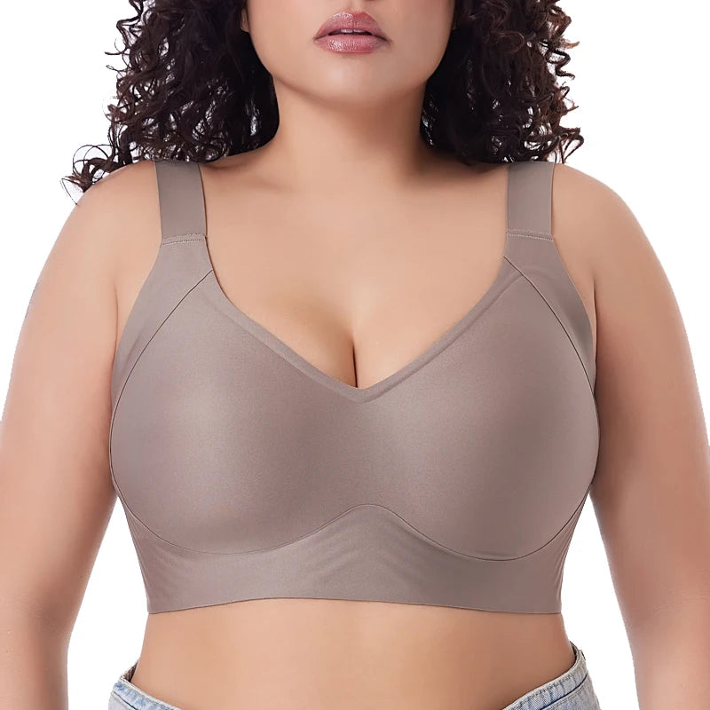 Women's Plus Size Wireless Push-Up Bra - Seamless Thin Cup Bralette, Stylish Brassiere Available in Sizes M-6XL