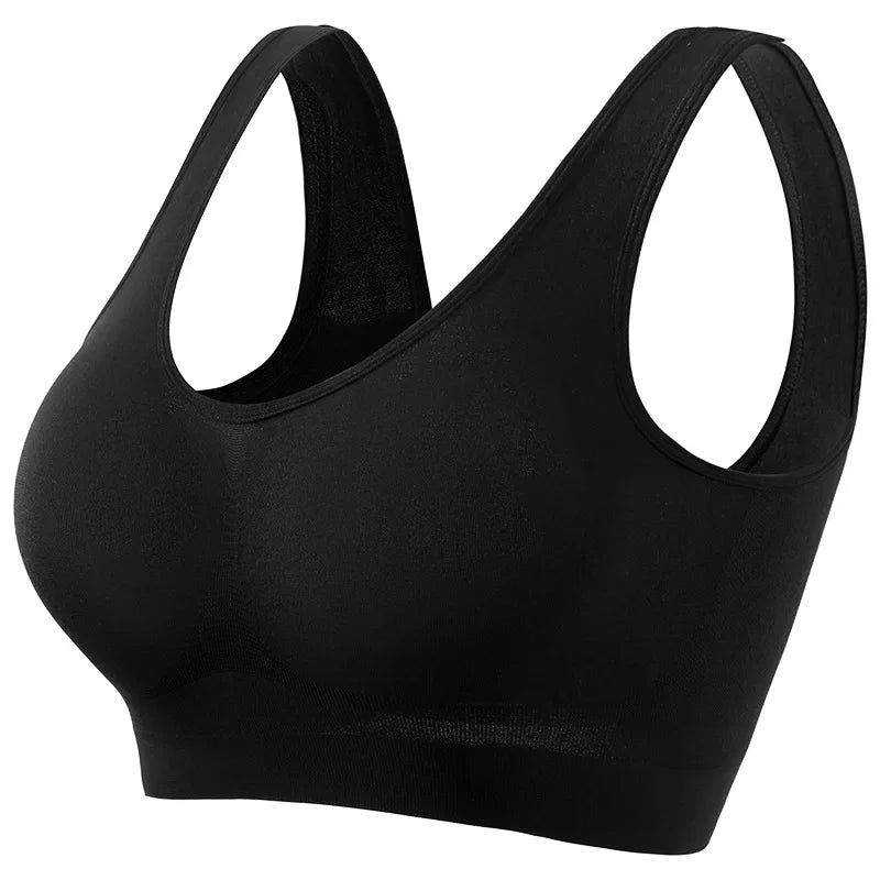 Women's S-5XL Seamless Push-Up Sports Bra - Wire-Free Crop Top, Solid Color, Breathable Lingerie Without Padding