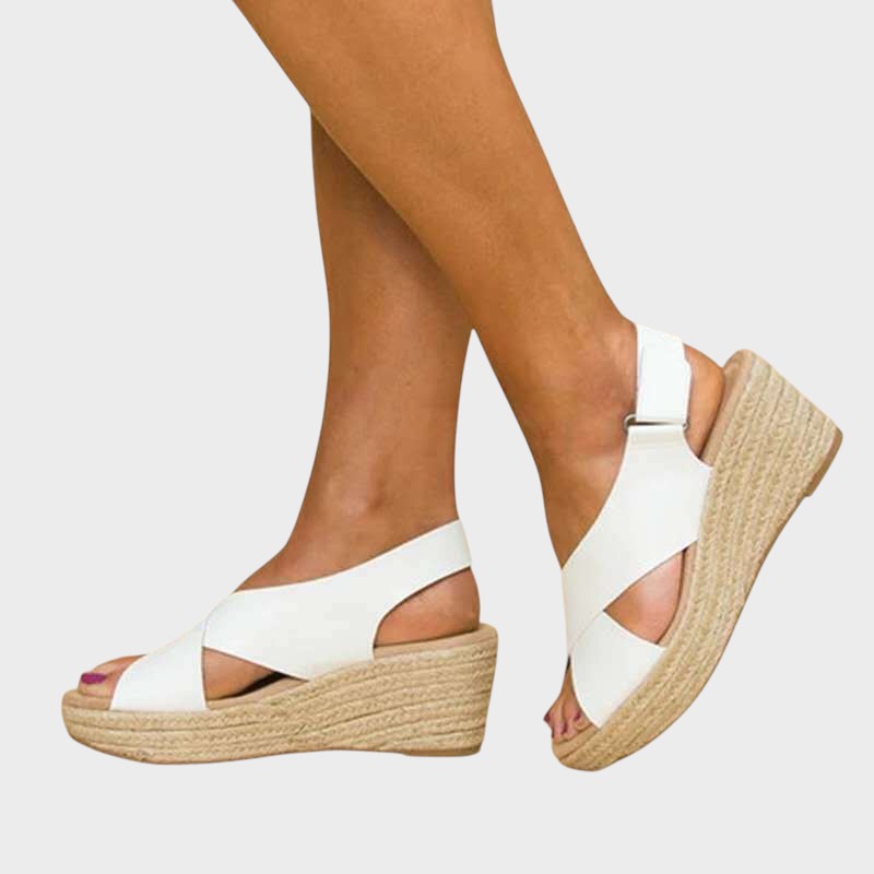 Katinka | Stylish Low-Heeled Sandals with Cross Straps