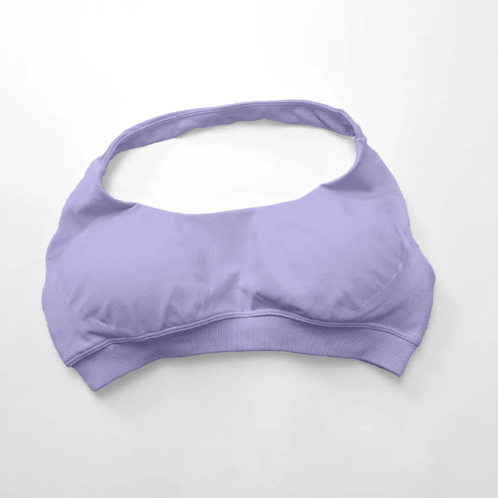 Women's High Support Seamless Halter Sports Bra with Open Back - Push-Up Activewear Gym Tank Top for Fitness and Yoga Workouts