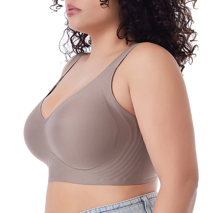 Women's Plus Size Wireless Push-Up Bra - Seamless Thin Cup Bralette, Stylish Brassiere Available in Sizes M-6XL