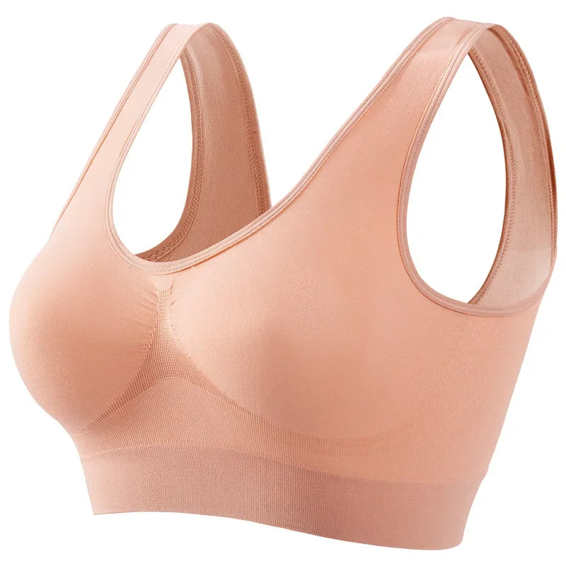 Women's S-5XL Seamless Push-Up Sports Bra - Wire-Free Crop Top, Solid Color, Breathable Lingerie Without Padding