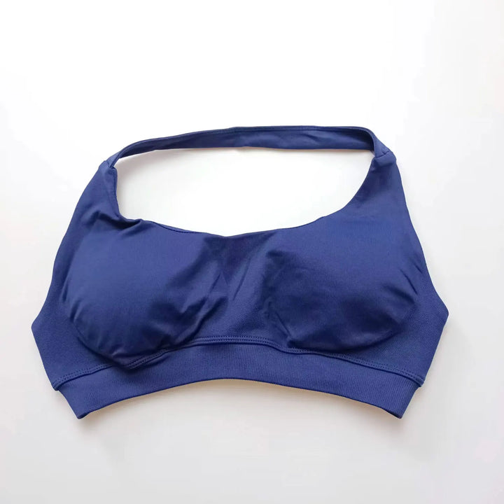 Women's High Support Seamless Halter Sports Bra with Open Back - Push-Up Activewear Gym Tank Top for Fitness and Yoga Workouts