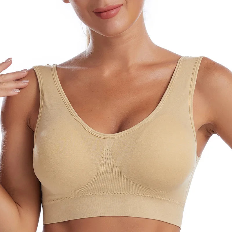 Plus Size Women's Seamless Wire-Free Bralette - Comfortable, Breathable, and Padded Crop Top Underwear