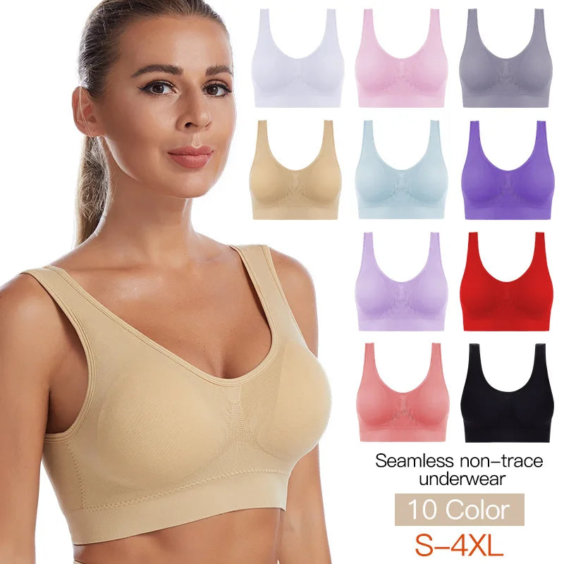 Plus Size Women's Seamless Wire-Free Bralette - Comfortable, Breathable, and Padded Crop Top Underwear