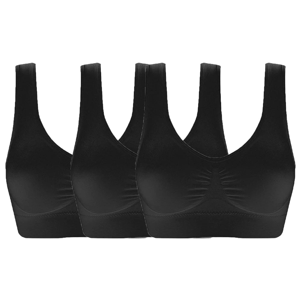 Women's Black Vertical Stripe Seamless Sports Bra - Breathable Crop Top for Fitness and Yoga