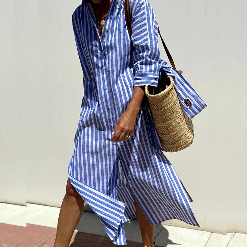 Sophie | Chic Striped Shirt Dress