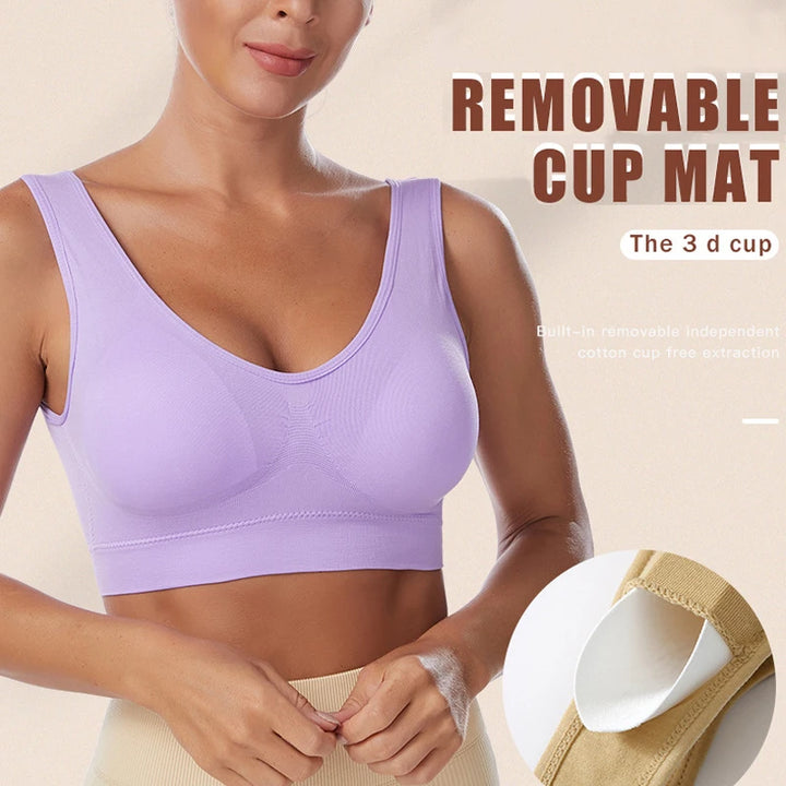 Plus Size Women's Seamless Wire-Free Bralette - Comfortable, Breathable, and Padded Crop Top Underwear