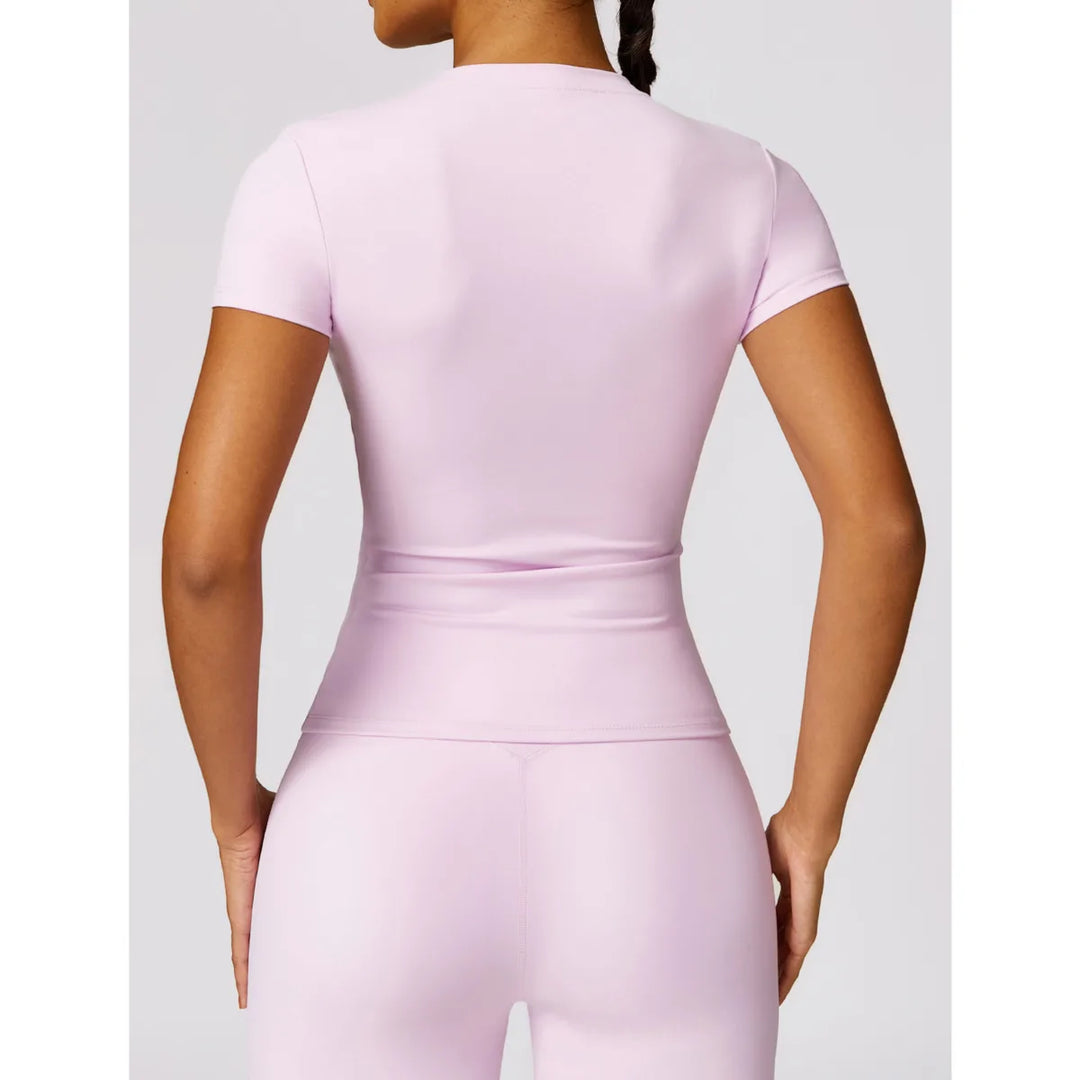 Women's Summer Running T-Shirt - Short Sleeve, Round Neck, Breathable, Stretchy Active Top for Gym and Yoga