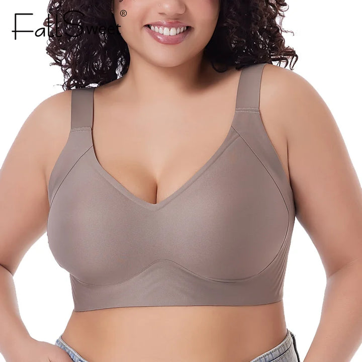 Women's Plus Size Wireless Push-Up Bra - Seamless Thin Cup Bralette, Stylish Brassiere Available in Sizes M-6XL