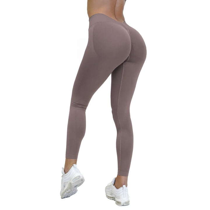 Women's Seamless Sporty Leggings - V-Waist Booty Scrunch Yoga Pants for Fitness, Gym, Running, and Workouts