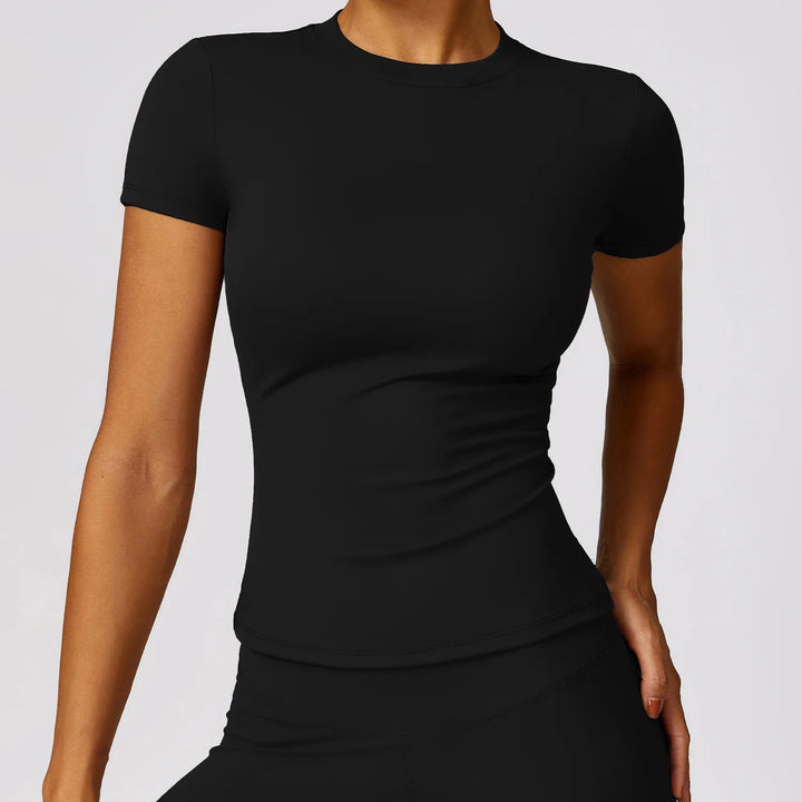 Women's Summer Running T-Shirt - Short Sleeve, Round Neck, Breathable, Stretchy Active Top for Gym and Yoga