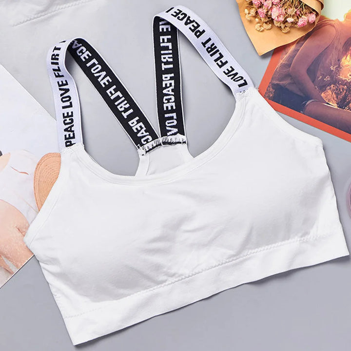 Women's Seamless Crop Top with Wide Letter Straps - Comfortable Yoga and Fitness Activewear