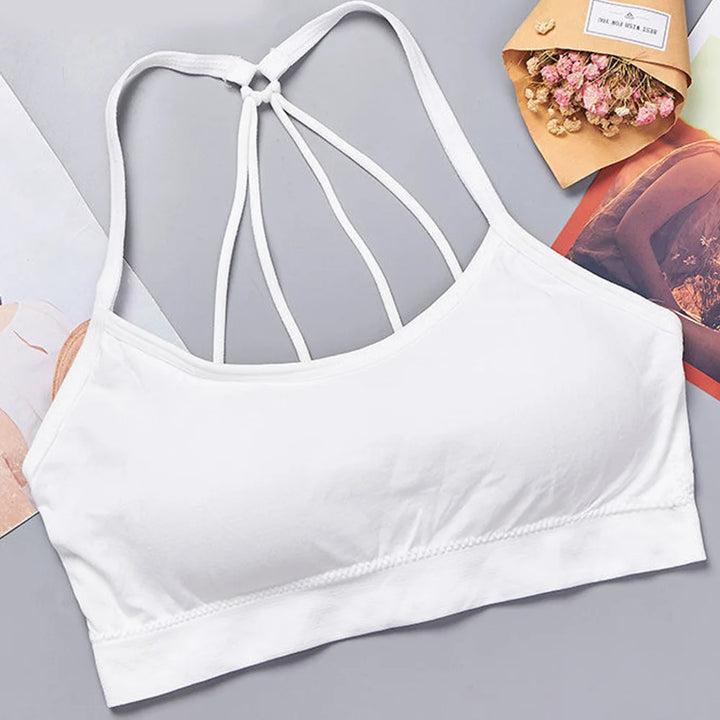 Women's Seamless Crop Top with Wide Letter Straps - Comfortable Yoga and Fitness Activewear