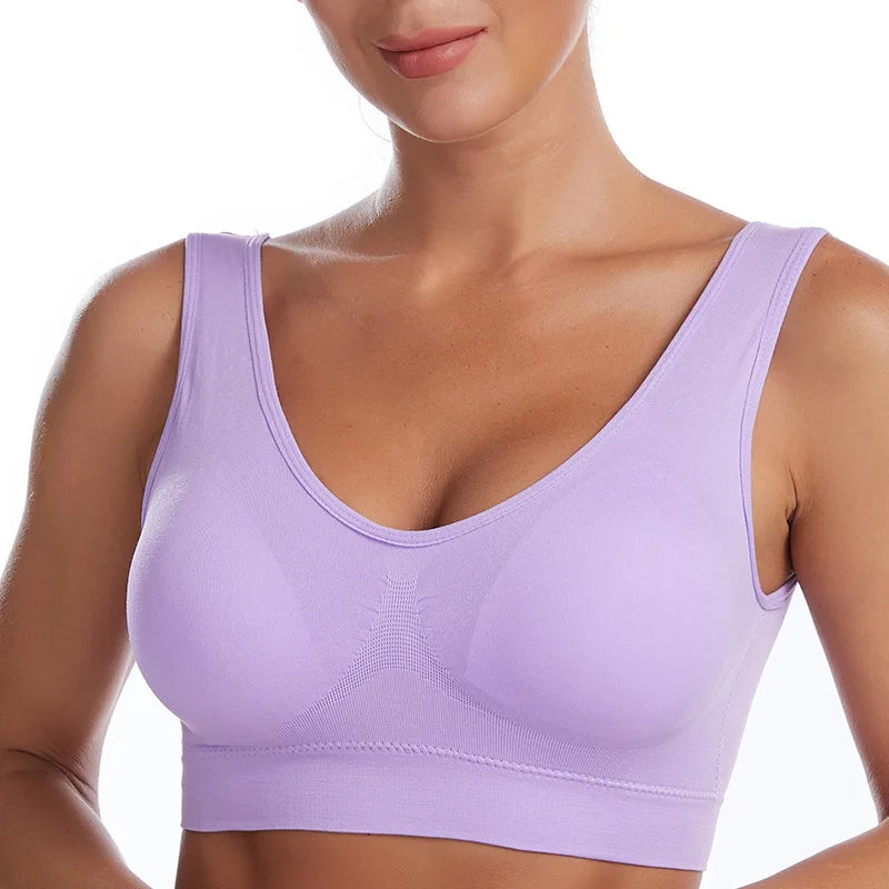 Plus Size Women's Seamless Wire-Free Bralette - Comfortable, Breathable, and Padded Crop Top Underwear