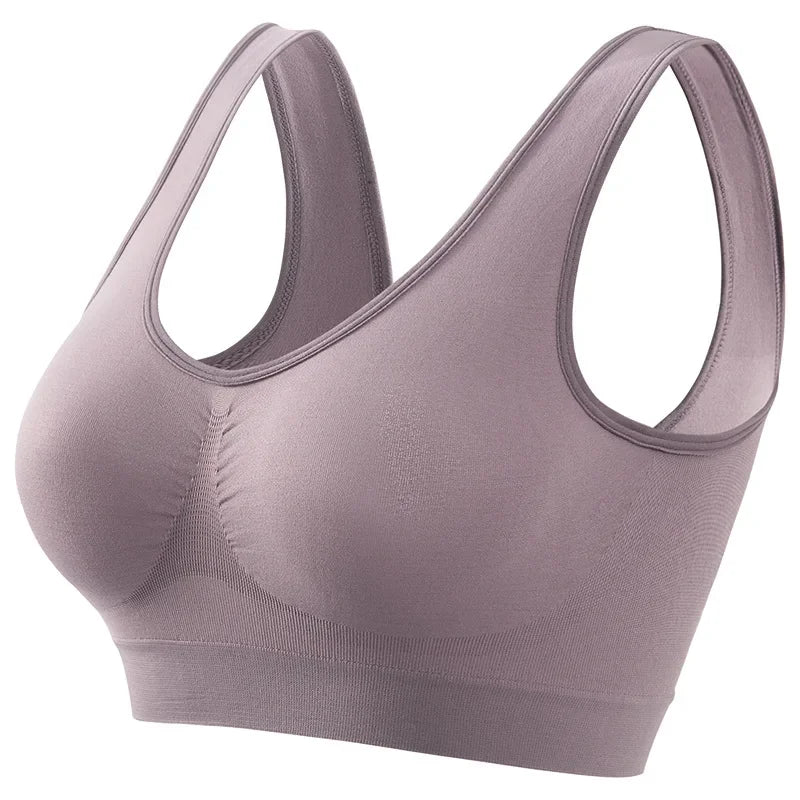 Women's S-5XL Seamless Push-Up Sports Bra - Wire-Free Crop Top, Solid Color, Breathable Lingerie Without Padding