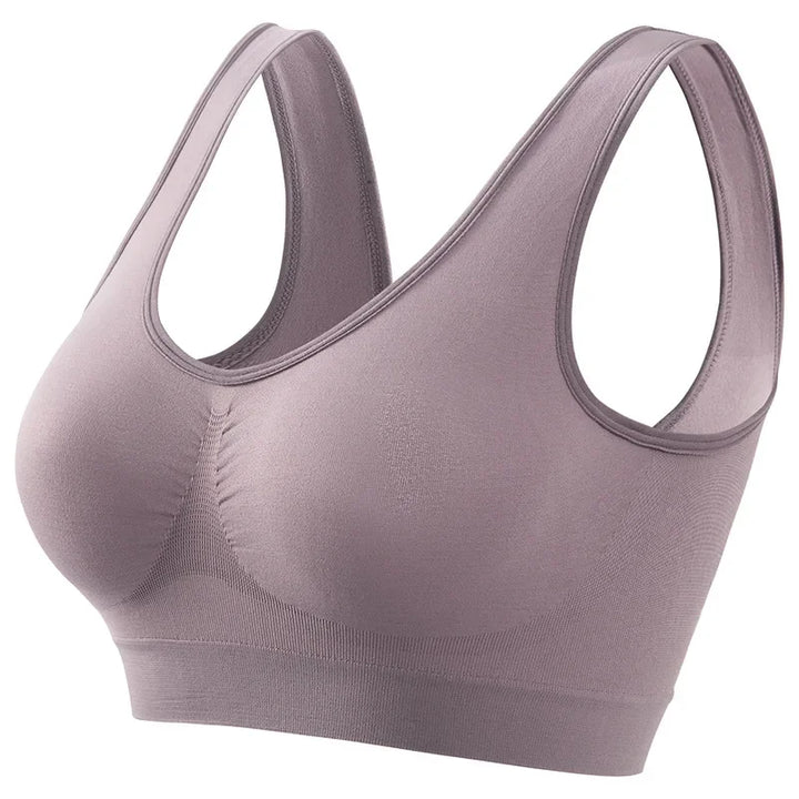 Women's S-5XL Seamless Push-Up Sports Bra - Wire-Free Crop Top, Solid Color, Breathable Lingerie Without Padding