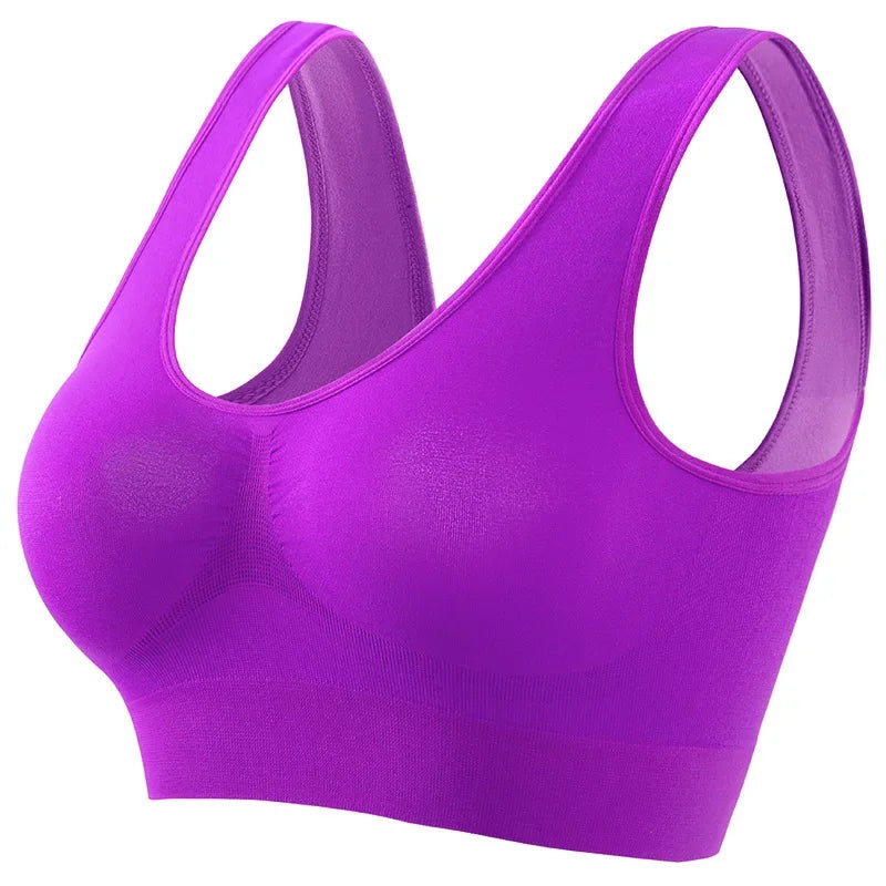 Women's S-5XL Seamless Push-Up Sports Bra - Wire-Free Crop Top, Solid Color, Breathable Lingerie Without Padding