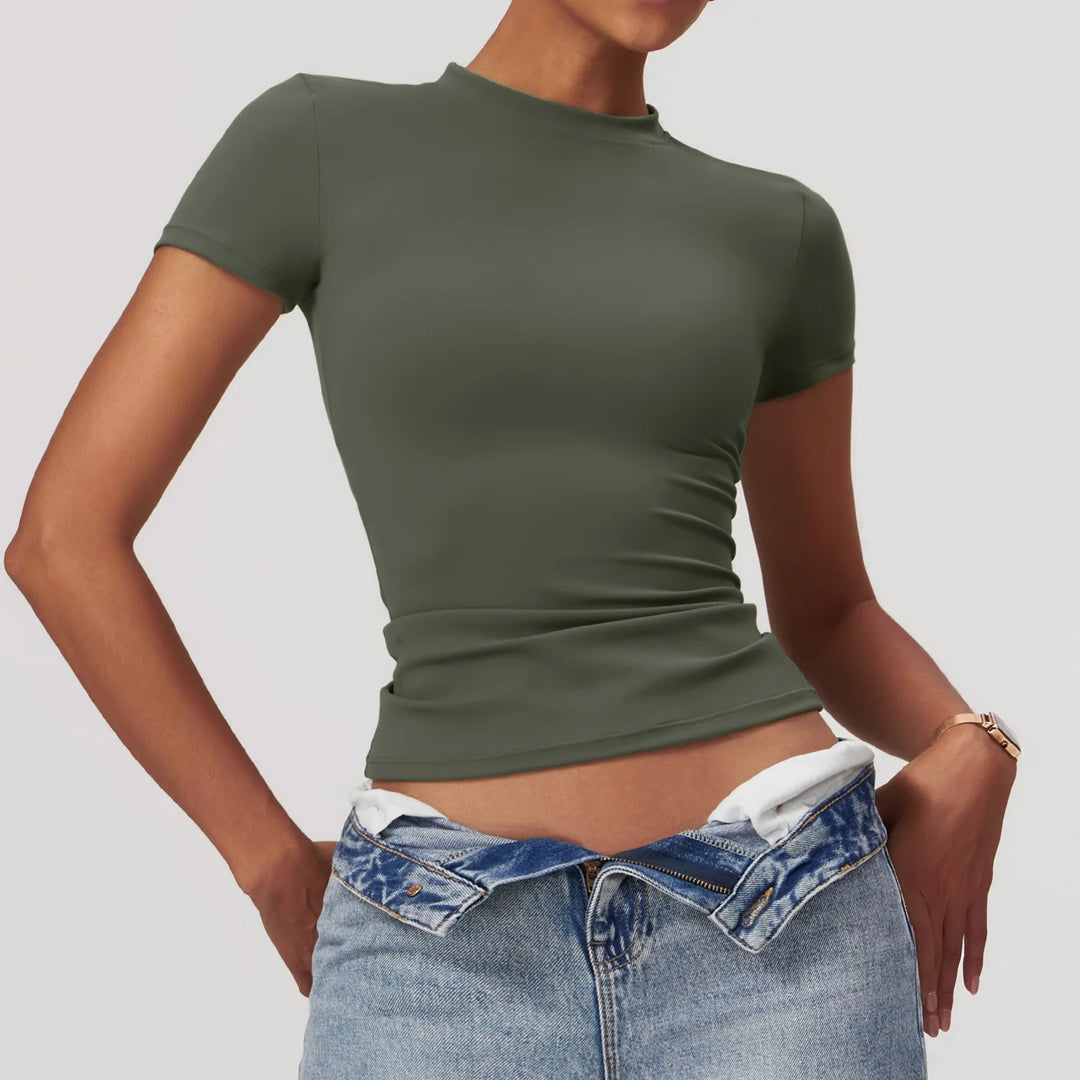Women's Summer Running T-Shirt - Short Sleeve, Round Neck, Breathable, Stretchy Active Top for Gym and Yoga