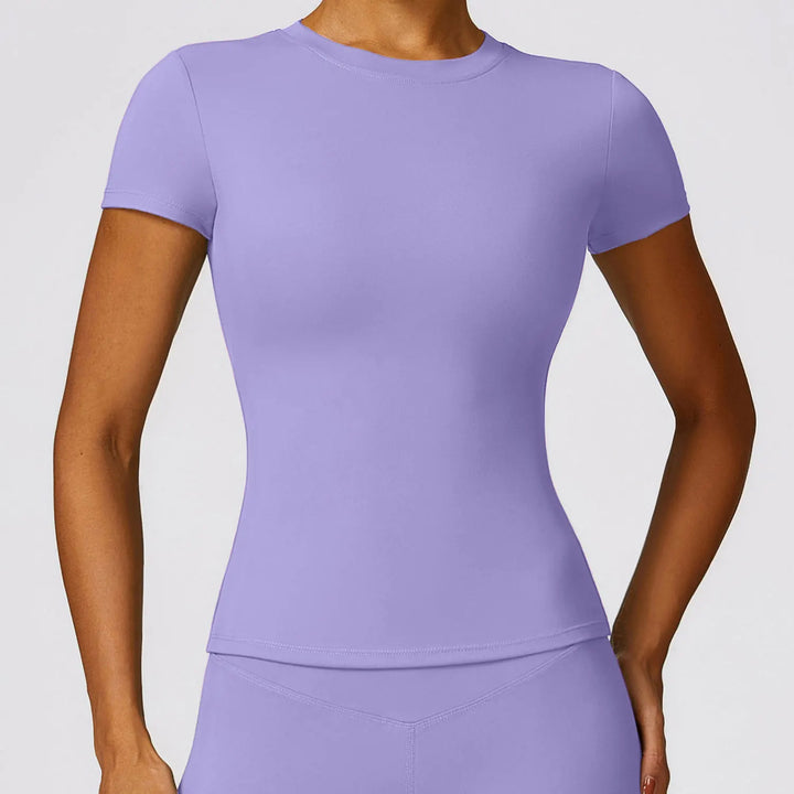 Women's Summer Running T-Shirt - Short Sleeve, Round Neck, Breathable, Stretchy Active Top for Gym and Yoga