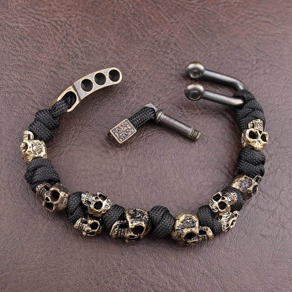 Ezra™ | Deathgrip Bracelet Featuring Sturdy Alloy Skull Accents