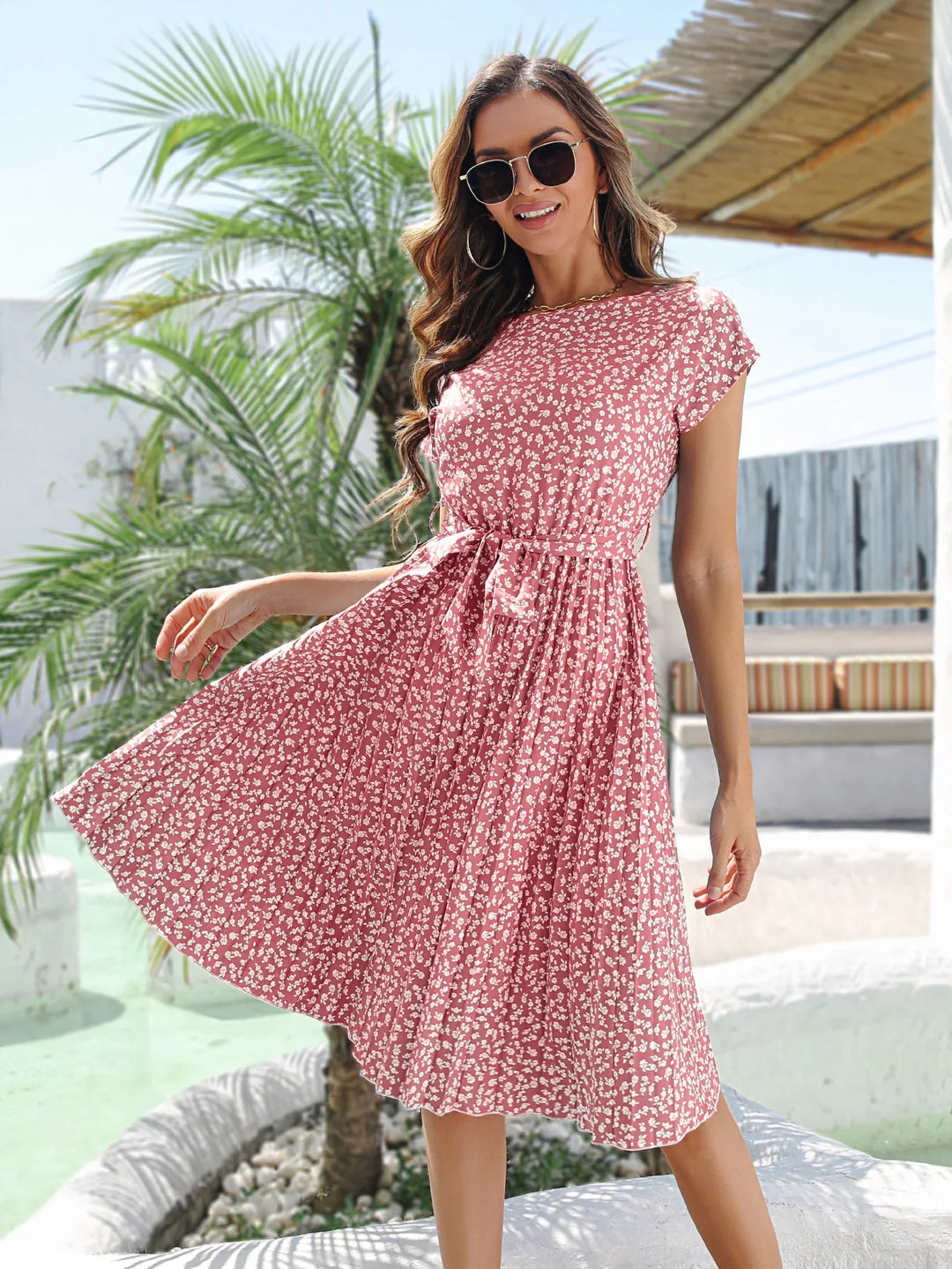 Valerie - Floral Pleated Dress