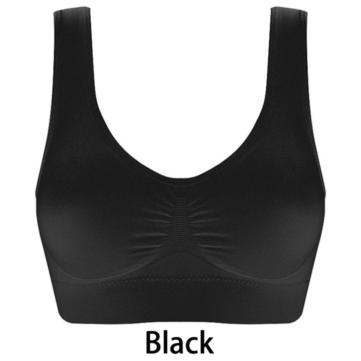 Women's Black Vertical Stripe Seamless Sports Bra - Breathable Crop Top for Fitness and Yoga