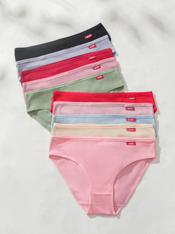 10-Pack Women's Cotton Soft Breathable Low-Waist Bikini Underwear - Comfortable and Sexy Fit