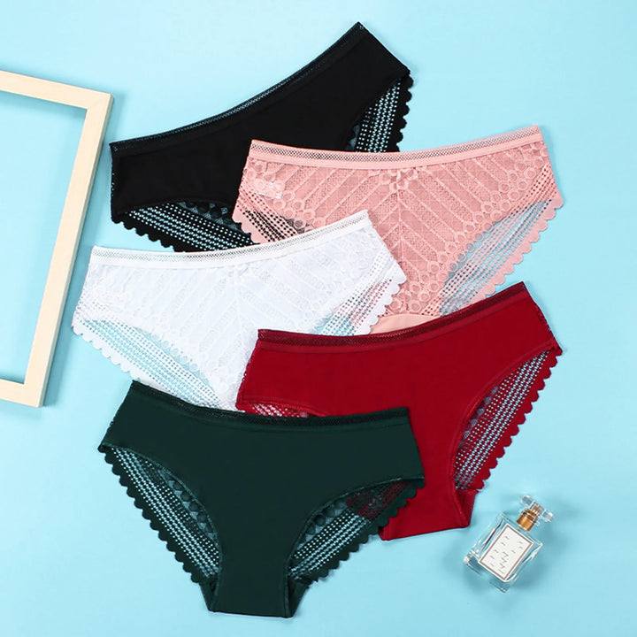 Elegant French Lace Women's Panties - Soft Seamless Briefs, Breathable Sheer Underwear, Intimate Lingerie