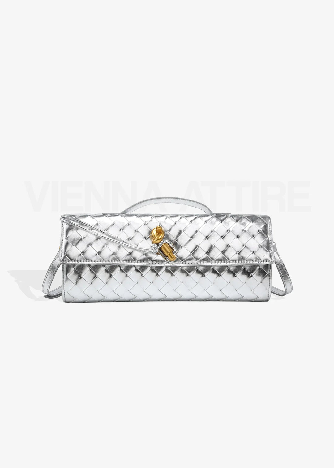 Woven Clutch with Knot Detail and Shoulder Strap