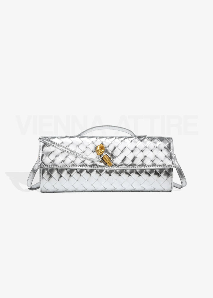Woven Clutch with Knot Detail and Shoulder Strap
