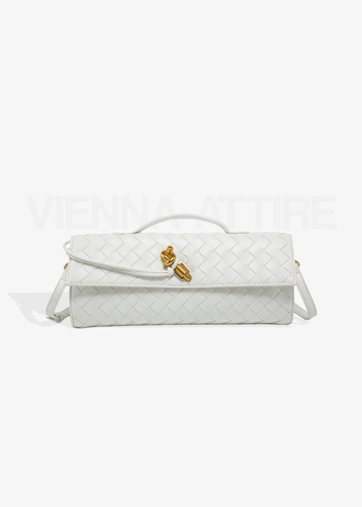 Woven Clutch with Knot Detail and Shoulder Strap