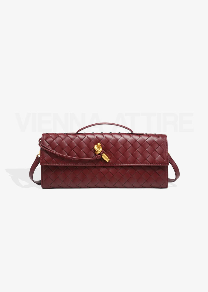 Woven Clutch with Knot Detail and Shoulder Strap