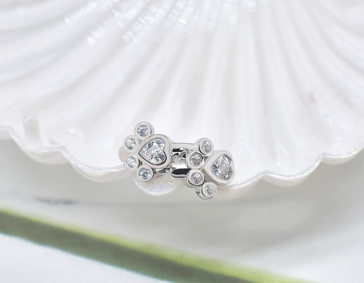 Yuna - Silver Hoop Earrings with Dog Paw Design