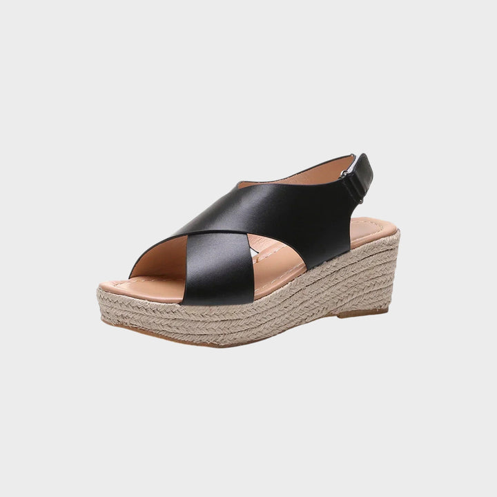 Katinka | Stylish Low-Heeled Sandals with Cross Straps